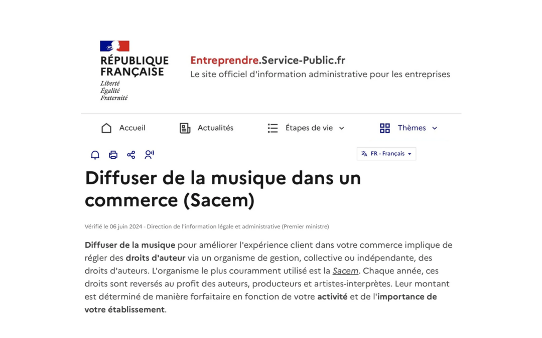 Ce que dit la loi et le service public sur la musique hors gestion Sacem